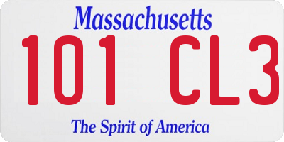 MA license plate 101CL3