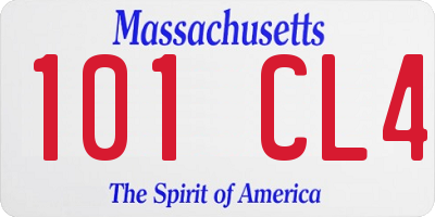 MA license plate 101CL4