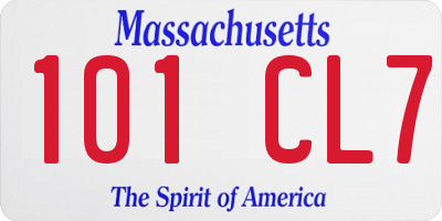 MA license plate 101CL7