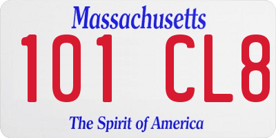 MA license plate 101CL8