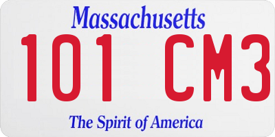 MA license plate 101CM3