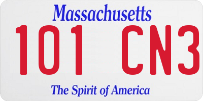 MA license plate 101CN3