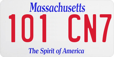 MA license plate 101CN7