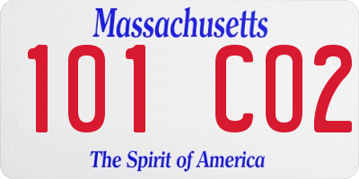 MA license plate 101CO2