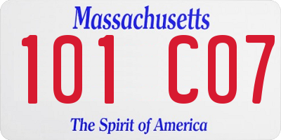 MA license plate 101CO7