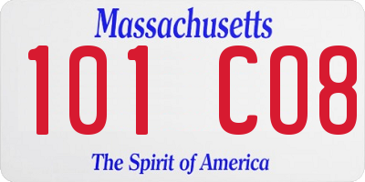 MA license plate 101CO8