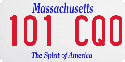 MA license plate 101CQ0