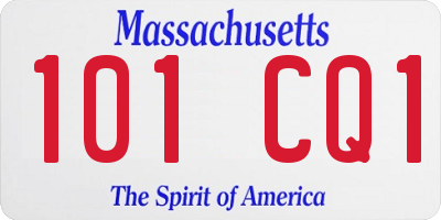 MA license plate 101CQ1