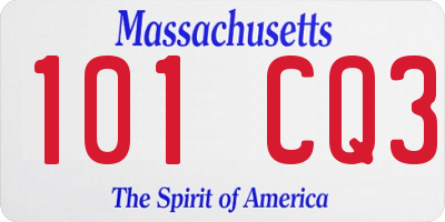 MA license plate 101CQ3