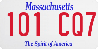 MA license plate 101CQ7