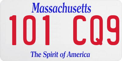 MA license plate 101CQ9