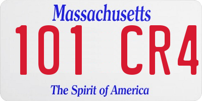 MA license plate 101CR4