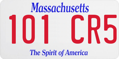 MA license plate 101CR5