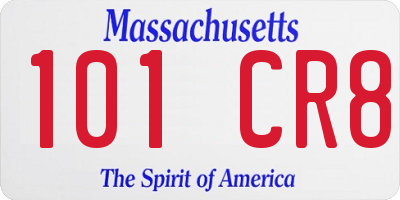 MA license plate 101CR8