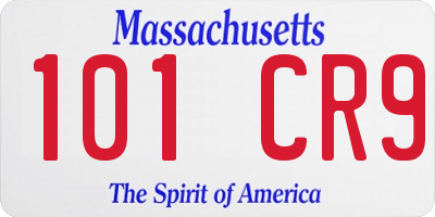 MA license plate 101CR9