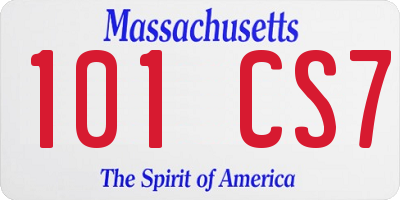 MA license plate 101CS7