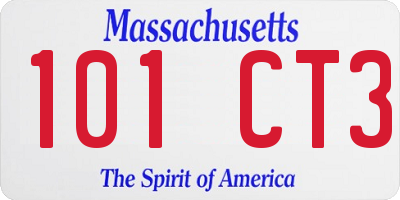 MA license plate 101CT3