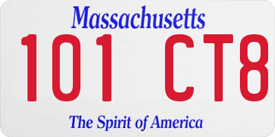 MA license plate 101CT8