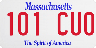 MA license plate 101CU0