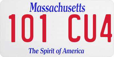 MA license plate 101CU4