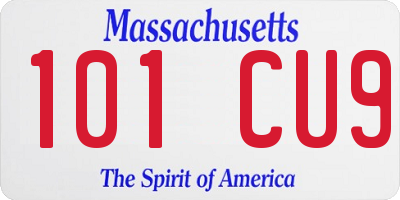 MA license plate 101CU9