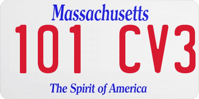 MA license plate 101CV3