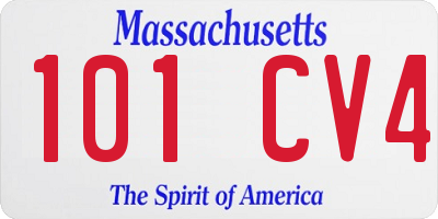 MA license plate 101CV4