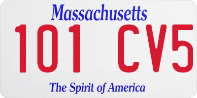 MA license plate 101CV5