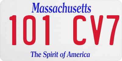 MA license plate 101CV7