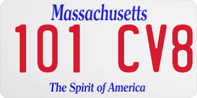MA license plate 101CV8