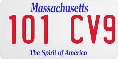 MA license plate 101CV9