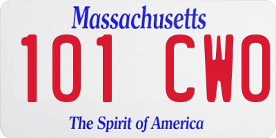 MA license plate 101CW0