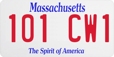 MA license plate 101CW1