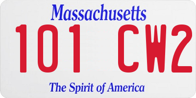 MA license plate 101CW2