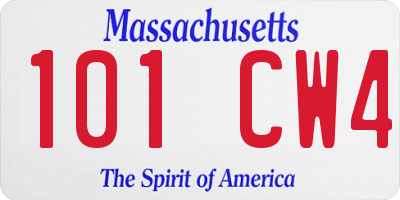 MA license plate 101CW4