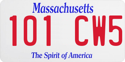 MA license plate 101CW5