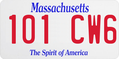 MA license plate 101CW6