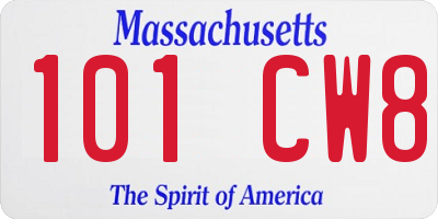 MA license plate 101CW8