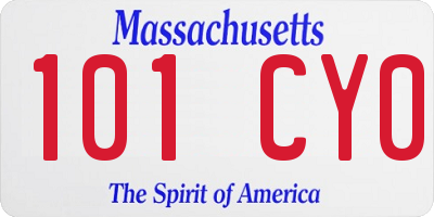 MA license plate 101CY0