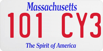 MA license plate 101CY3