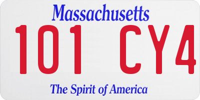 MA license plate 101CY4