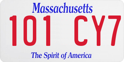 MA license plate 101CY7