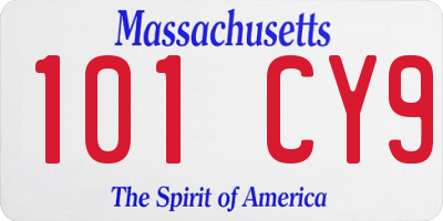 MA license plate 101CY9