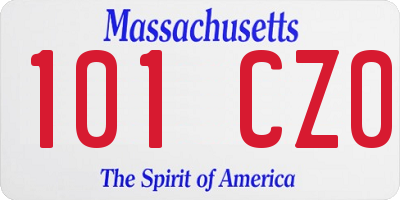 MA license plate 101CZ0