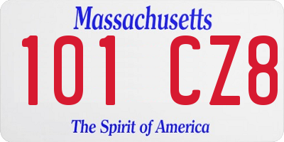 MA license plate 101CZ8