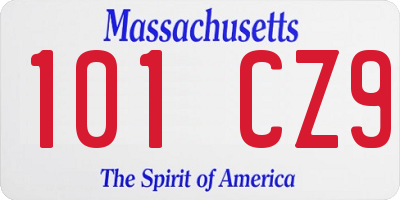 MA license plate 101CZ9