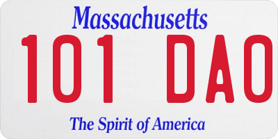 MA license plate 101DA0