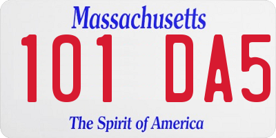 MA license plate 101DA5