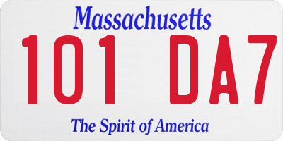 MA license plate 101DA7