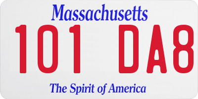 MA license plate 101DA8